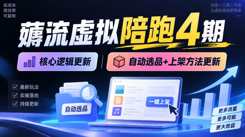 薅流虚拟陪跑4期丨核心逻辑更新丨自动选品+上架方法更新-橙心云网创