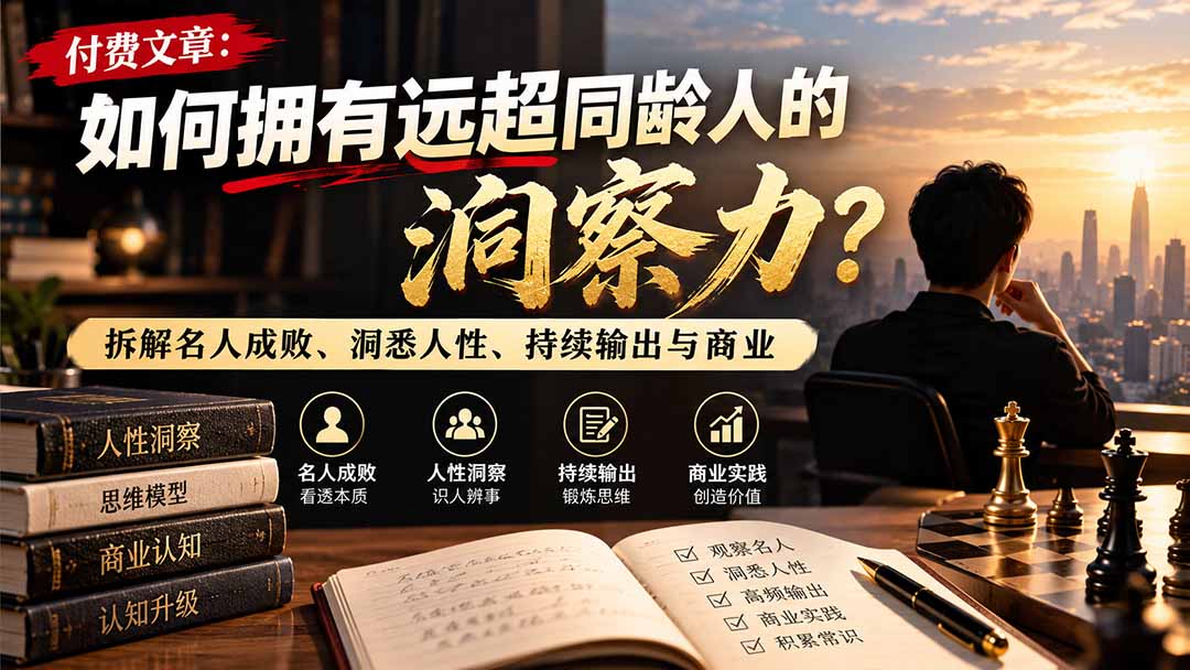 付费文章:如何拥有远超同龄人的洞察力?拆解名人成败、洞悉人性、持续输出与商业实践-橙心云网创