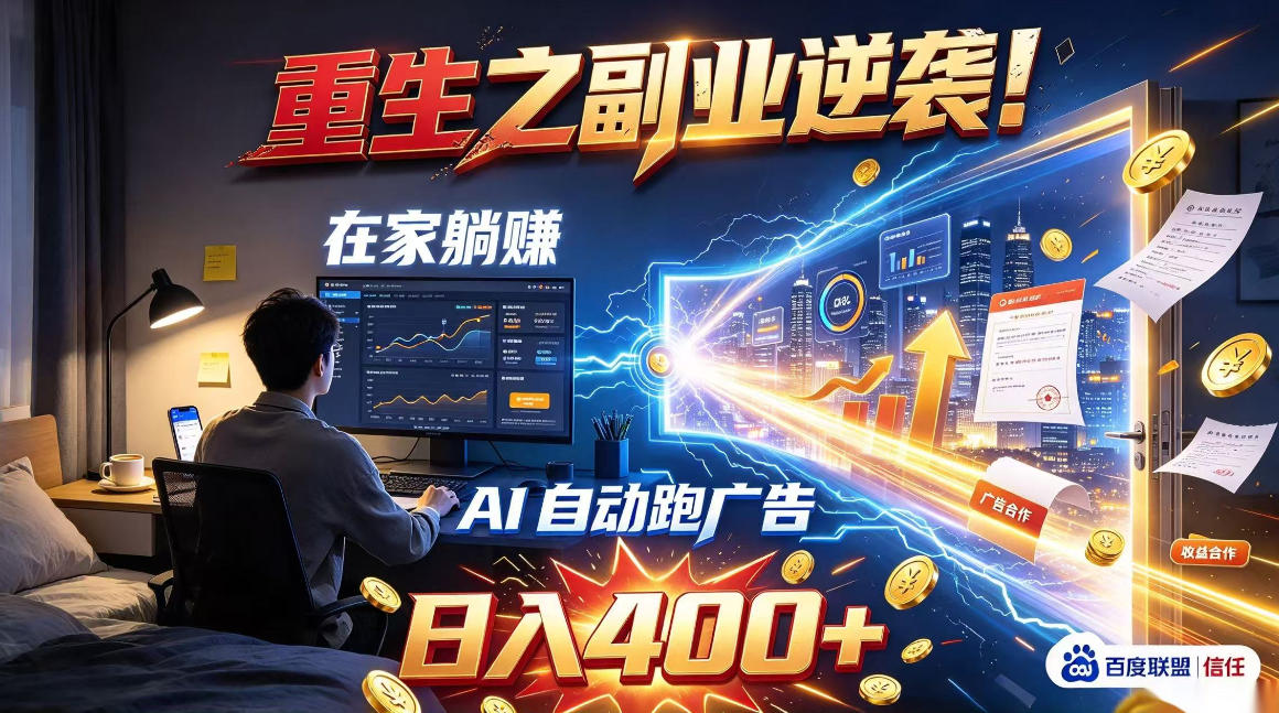 重生之副业逆袭!在家躺赚AI自动跑广告日入400+,无需人工操作【揭秘】-橙心云网创