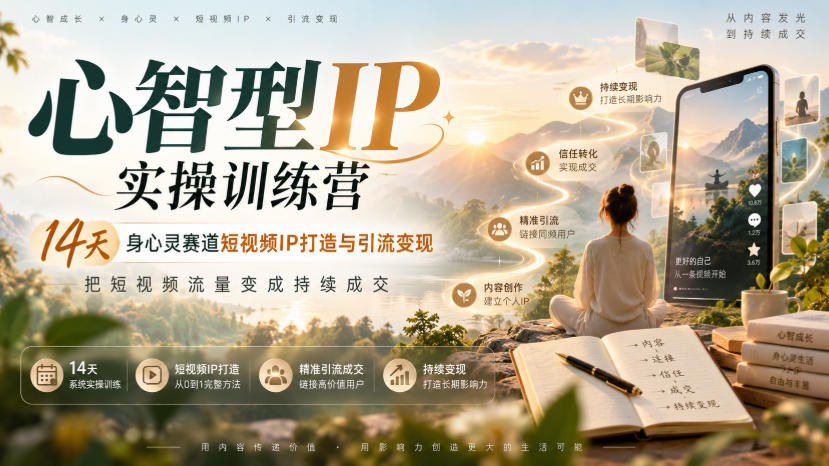 心智型IP实操训练营|14天身心灵赛道短视频IP打造与引流变现,把短视频流量变成持续成交-橙心云网创