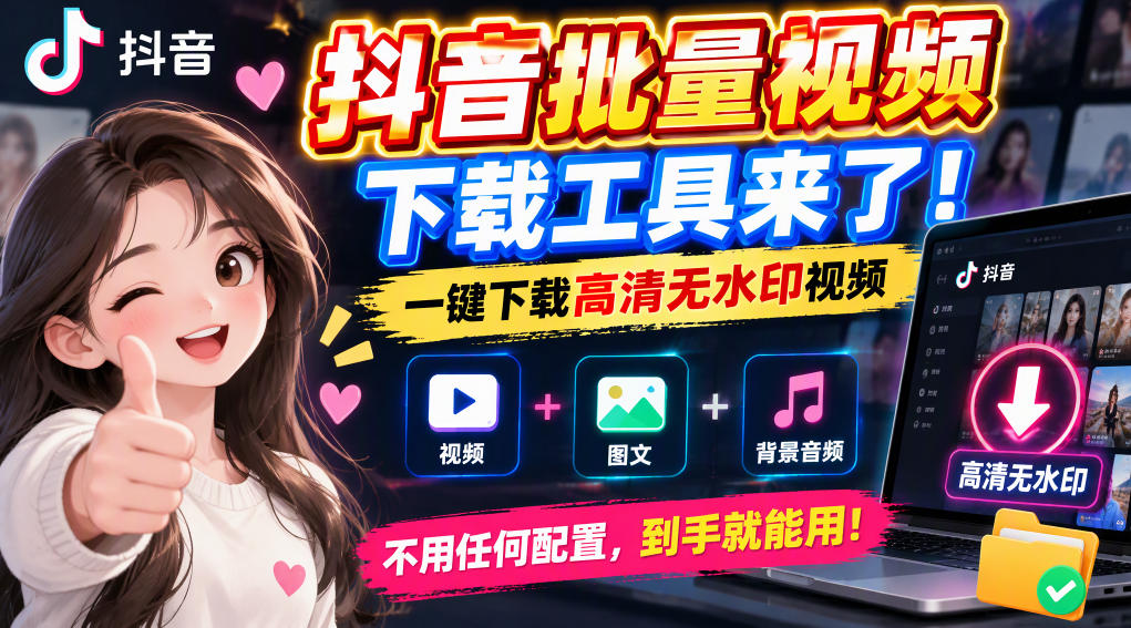 抖音批量视频下载工具，一键下载高清无水印视频，到手就能用-橙心云网创