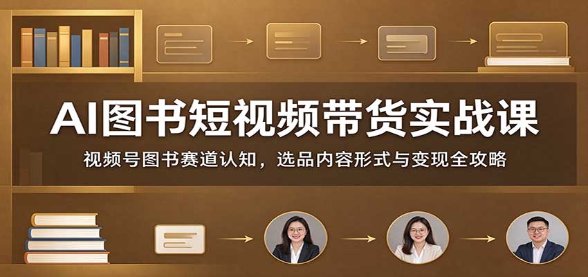 AI图书短视频带货实战课：视频号图书赛道认知，选品内容形式与变现全攻略-橙心云网创
