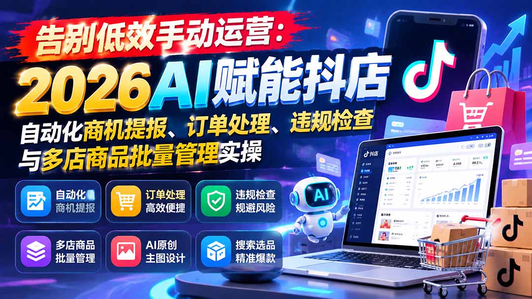 告别低效手动运营:2026AI赋能抖店自动化商机提报、订单处理、违规检查与多店商品批量管理实操-橙心云网创