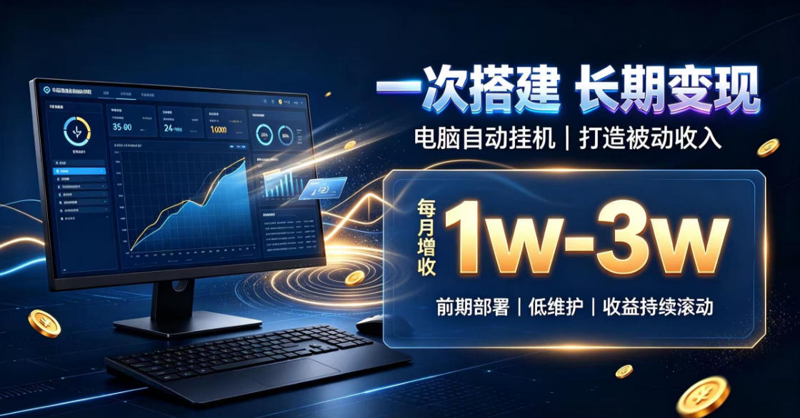 一份投入长期收益,电脑自动挂G类目,搭建被动收入每月增收1w-3w【揭秘】-橙心云网创