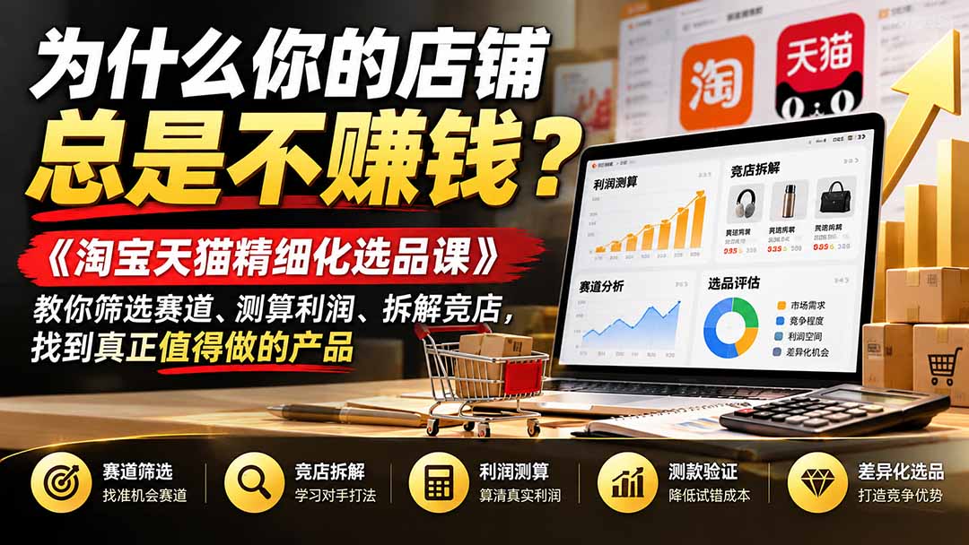 为什么你的店铺总是不赚钱？《淘宝天猫精细化选品课》教你筛选赛道、测算利润、拆解竞店，找到真正值得做的产品-橙心云网创