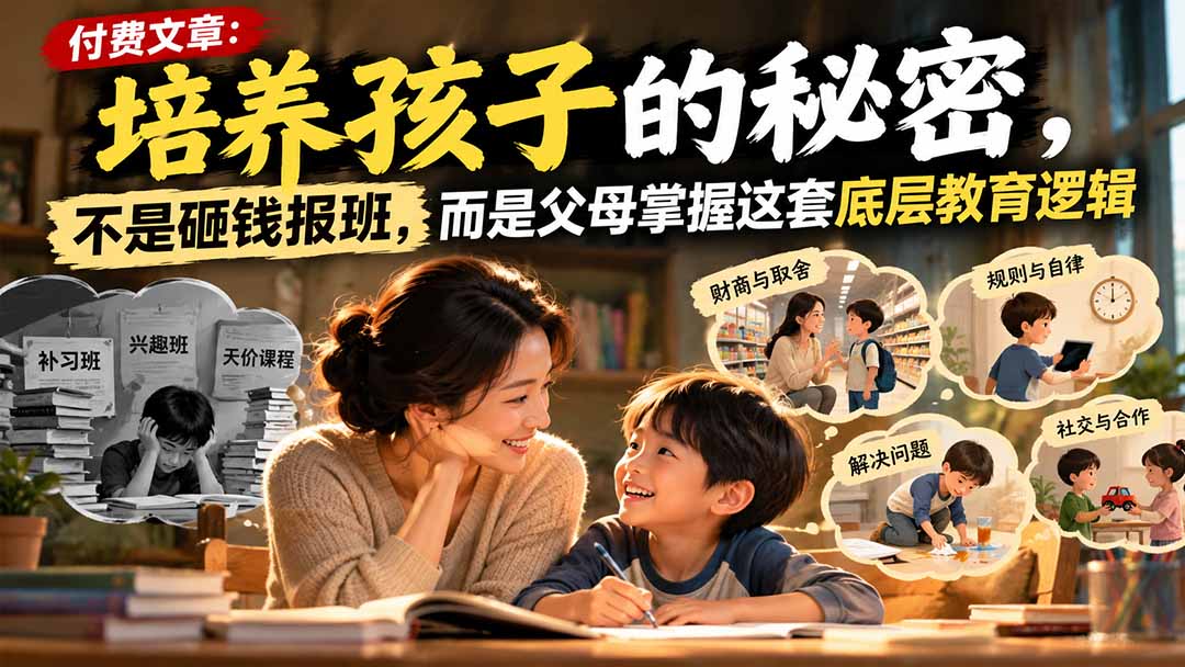 付费文章:培养孩子的秘密,不是砸钱报班,而是父母掌握这套底层教育逻辑-橙心云网创