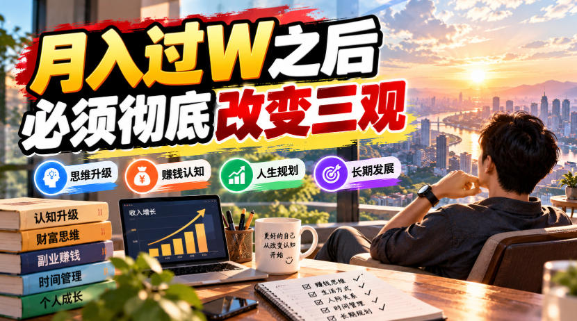 某公众号付费文章：月入过W之后，必须彻底改变三观-橙心云网创