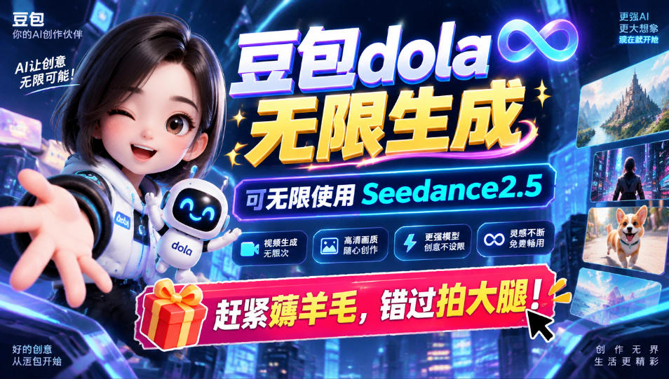 1029最新豆包dola无限生成技术,可以无限生成sseedance2.5,赶紧薅羊毛,和谐拍大腿-橙心云网创