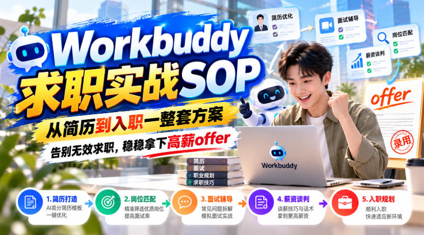 Workbuddy求职实战SOP,从简历到入职一整套方案,告别无效求职,稳稳拿下高薪offer-橙心云网创