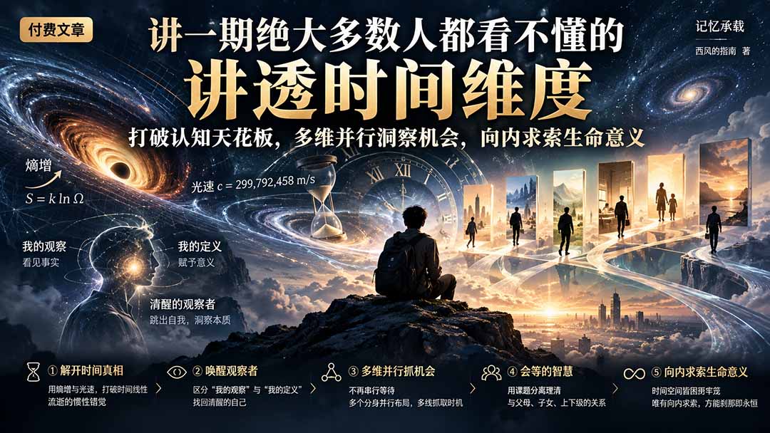 付费文章:讲一期绝大多数人都看不懂的,讲透时间维度,打破认知天花板,多维并行洞察机会,向内求索生命意义-橙心云网创