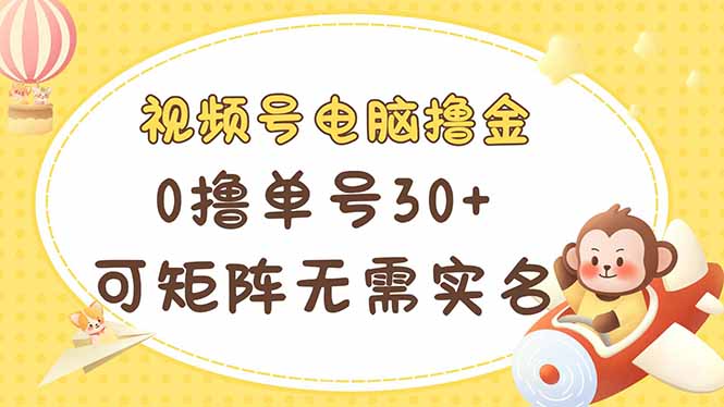 (14220期)视频号电脑撸金 0撸单号30+ 可矩阵 无需实名多号多得-橙心云网创