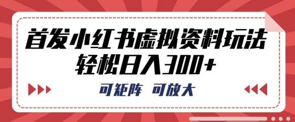 首发小红书虚拟资料玩法，可矩阵，可放大，轻松日入3张-橙心云网创
