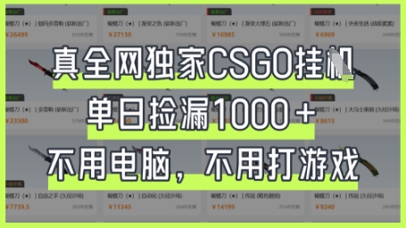 真全网独家CSGO挂G,单日捡漏1k+【揭秘】-橙心云网创