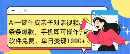 AI一键生成亲子对话视频，条条爆款，一部手机即可操作，单日变现数张云辞狐 ∞ 稳定更新轻创终点站
