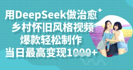 用DeepSeek做治愈乡村怀旧风格视频，爆款轻松制作，当日最高变现多张-橙心云网创